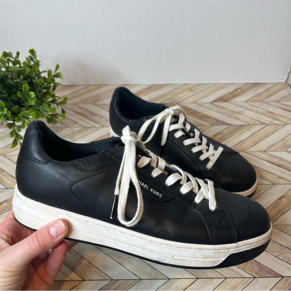 Michael kors | women black leather lace up sneakers
